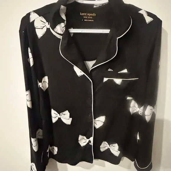 Kate Spade Black and White Bow Pajama Set - Picture 5 of 6